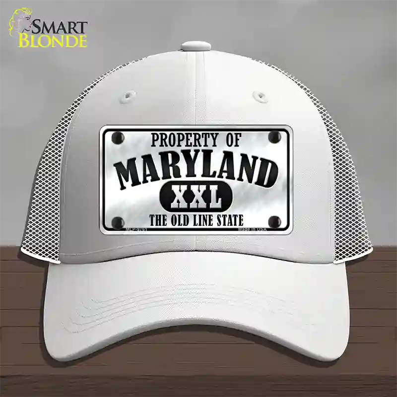 Property Of Maryland Novelty License Plate Hat Mesh / White