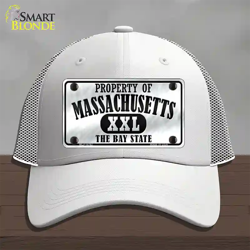 Property Of Massachusetts Novelty License Plate Hat Mesh / White