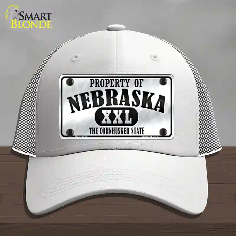 Property Of Nebraska Novelty License Plate Hat Mesh / White