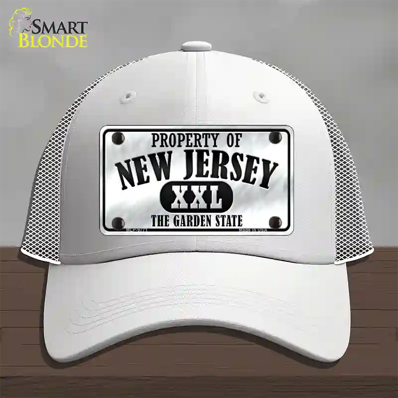 Property Of New Jersey Novelty License Plate Hat Mesh / White