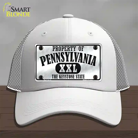 Property Of Pennsylvania Novelty License Plate Hat Mesh / White