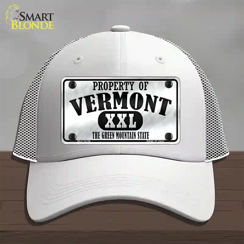 Property Of Vermont Novelty License Plate Hat Mesh / White