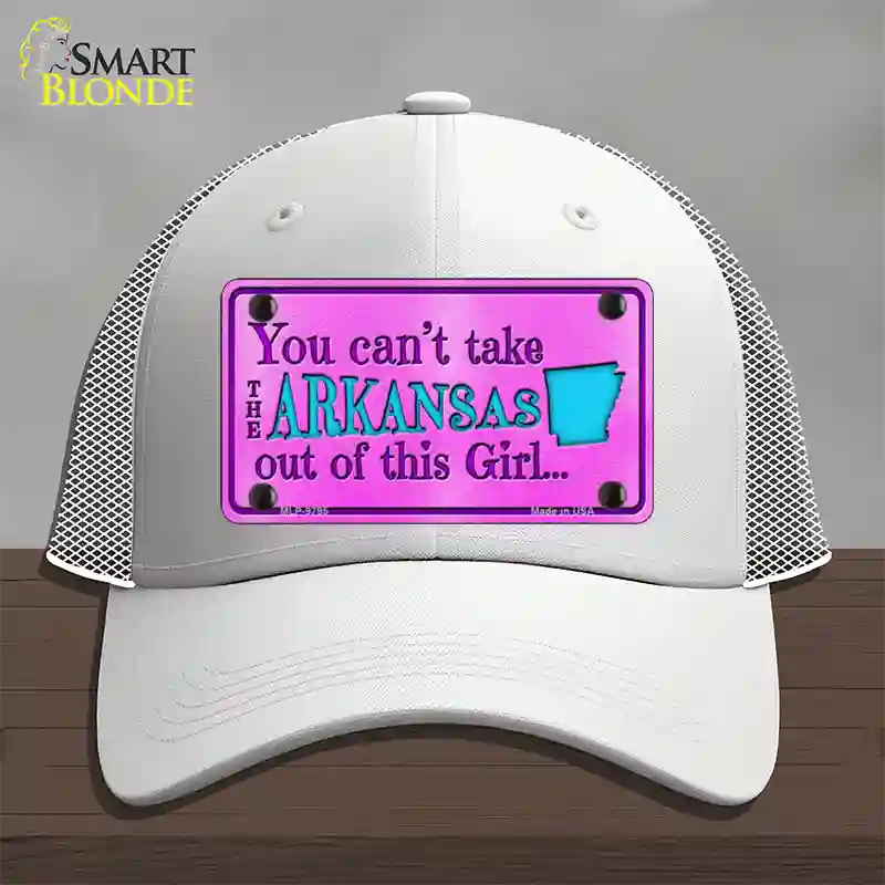 Arkansas Girl Novelty License Plate Hat Mesh / White