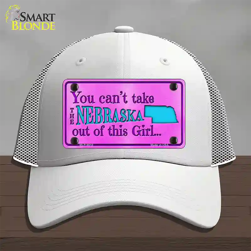 Nebraska Girl Pink Novelty License Plate Hat Mesh / White