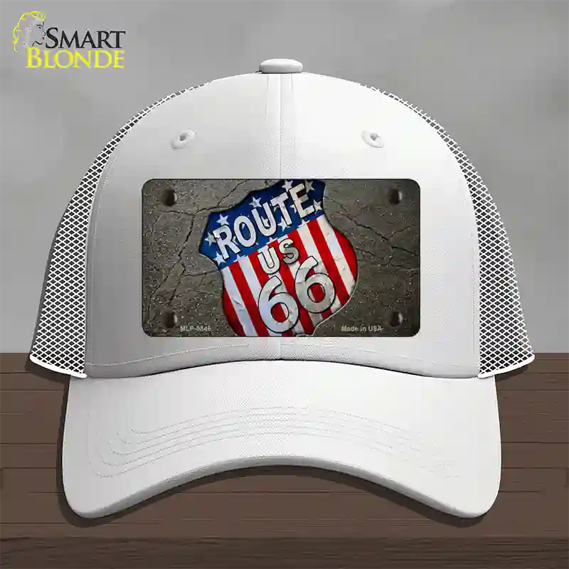 Asphalt Highway Novelty License Plate Hat Mesh / White