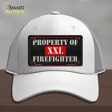 Property Of Firefighter Novelty License Plate Hat Mesh / White