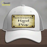 Kneel And Pray Novelty License Plate Hat Mesh / White