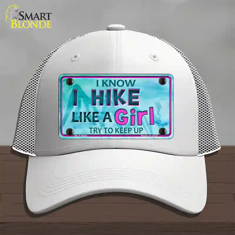 Hike Like A Girl Novelty License Plate Hat Mesh / White