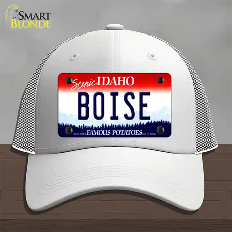 Boise Idaho Novelty License Plate Hat Mesh / White