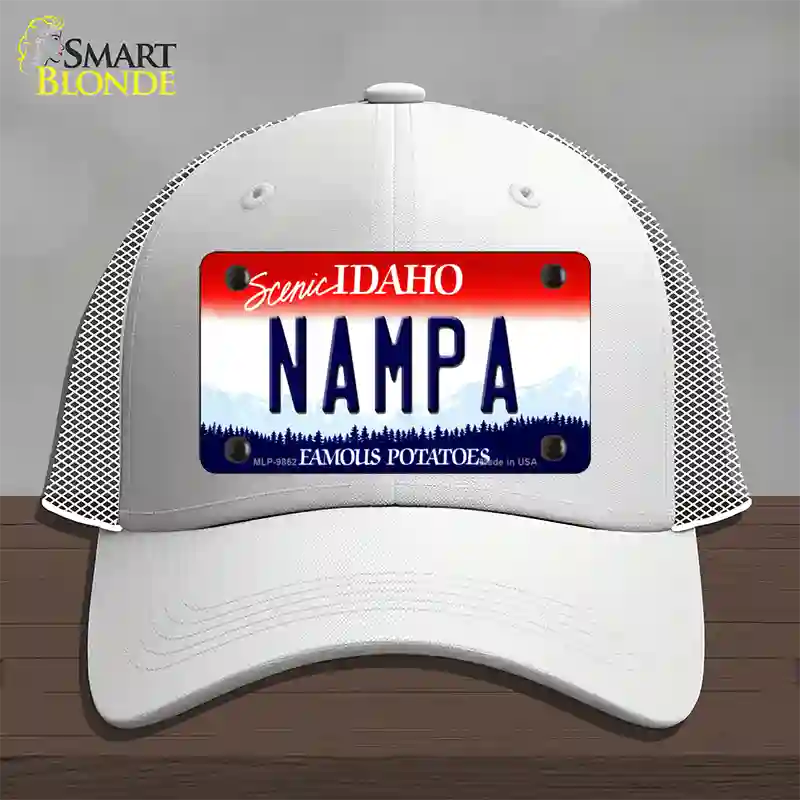 Nampa Idaho Novelty License Plate Hat Mesh / White