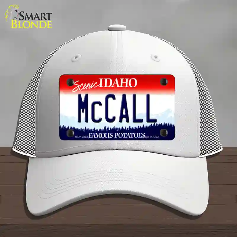 McCall Idaho Novelty License Plate Hat Mesh / White