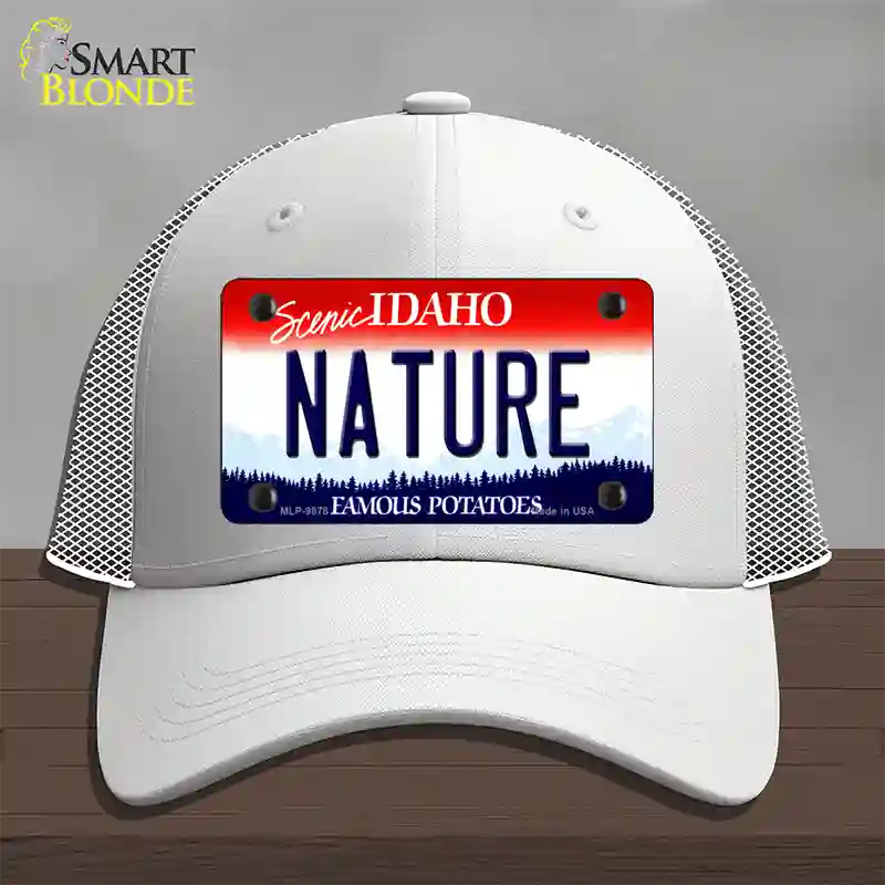 Nature Idaho Novelty License Plate Hat Mesh / White