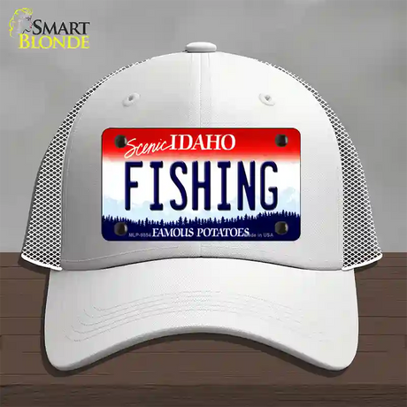 Fishing Idaho Novelty License Plate Hat Mesh / White