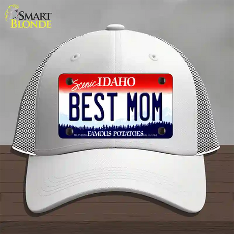 Best Mom Idaho Novelty License Plate Hat Mesh / White