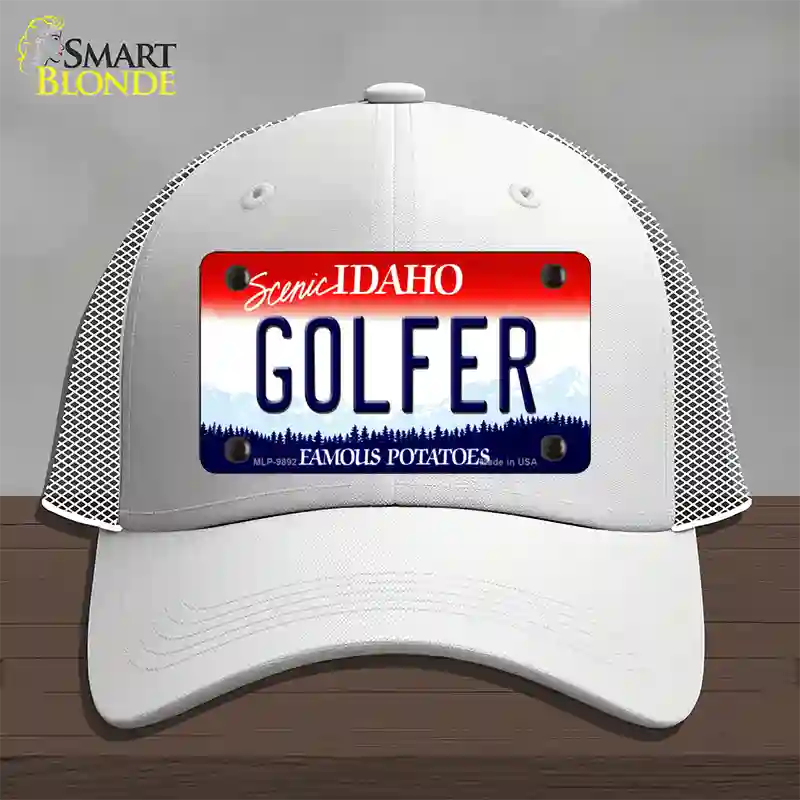 Golfer Idaho Novelty License Plate Hat Mesh / White