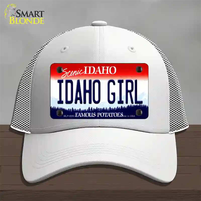 Idaho Girl Idaho Novelty License Plate Hat Mesh / White