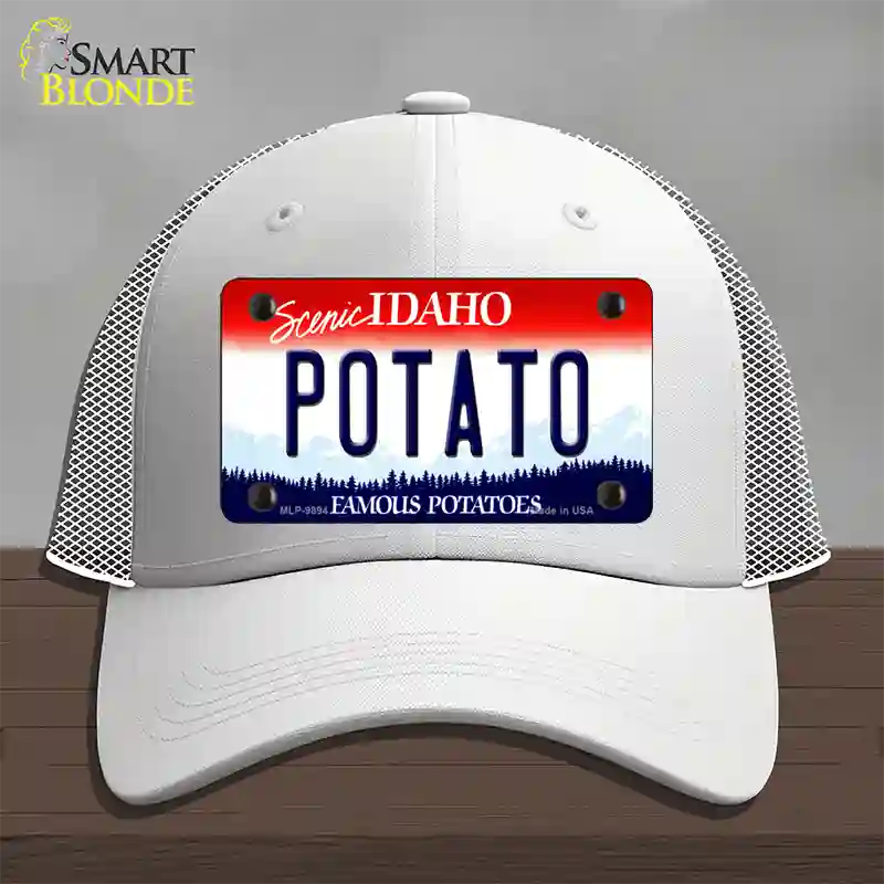 Potato Idaho Novelty License Plate Hat Mesh / White