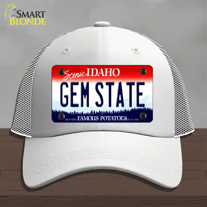 Gem State Idaho Novelty License Plate Hat Mesh / White