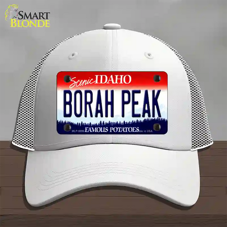 Borah Peak Idaho Novelty License Plate Hat Mesh / White