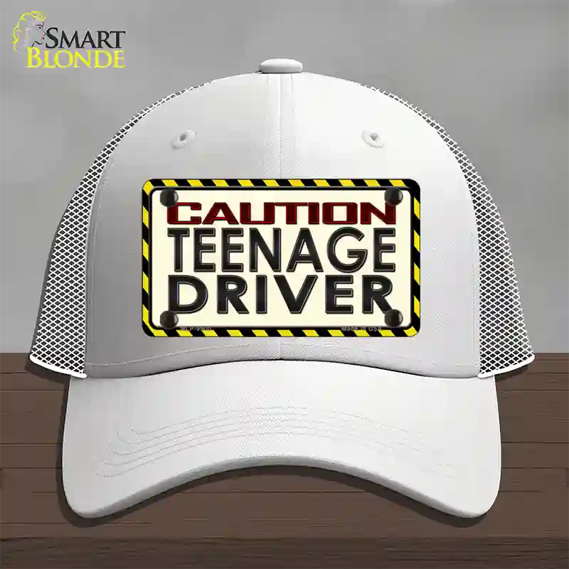 Caution Teenage Driver Novelty License Plate Hat Mesh / White