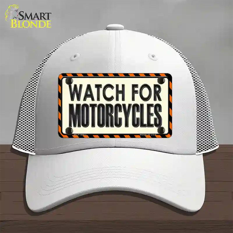 Watch For Motorcycle Novelty License Plate Hat Mesh / White