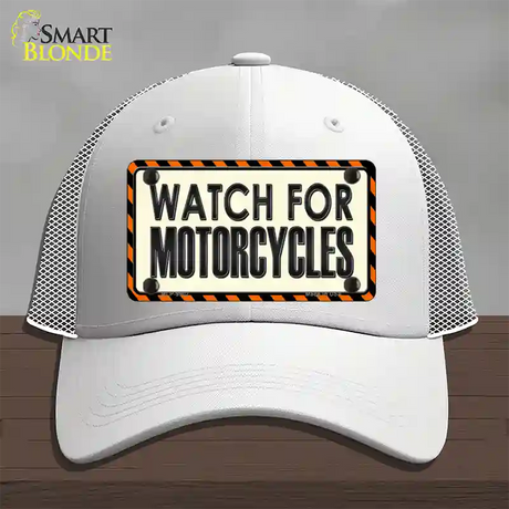 Watch For Motorcycle Novelty License Plate Hat Mesh / White