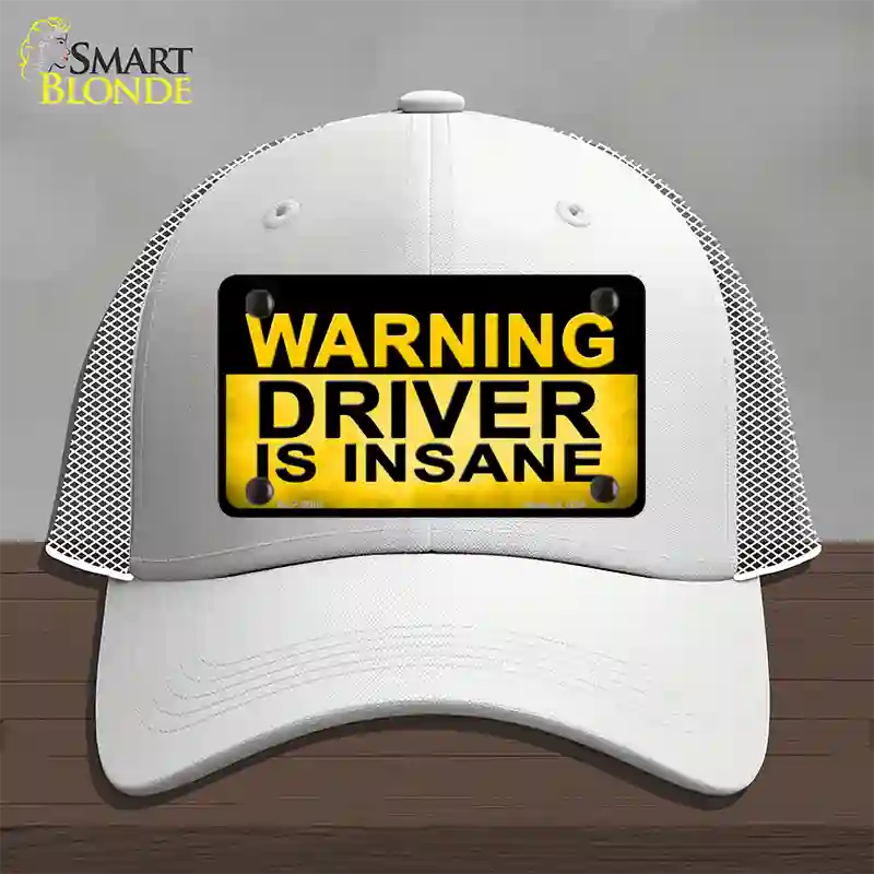 Warning Driver Insane Novelty License Plate Hat Mesh / White