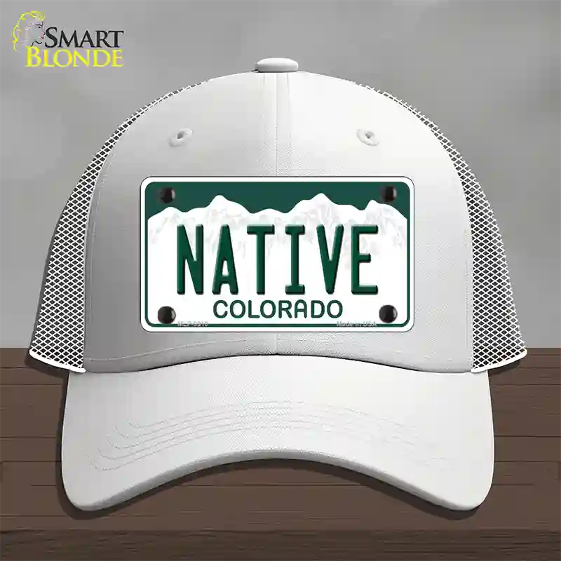 Native Colorado Novelty License Plate Hat Mesh / White