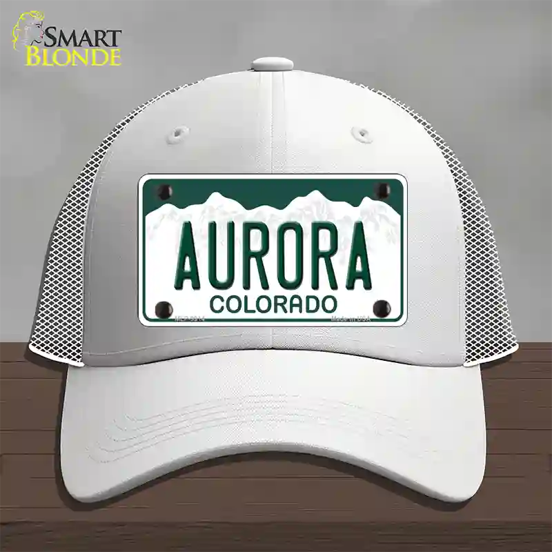 Aurora Colorado Novelty License Plate Hat Mesh / White