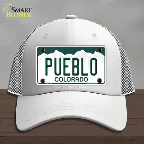 Pueblo Colorado Novelty License Plate Hat Mesh / White