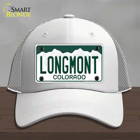 Longmont Colorado Novelty License Plate Hat Mesh / White