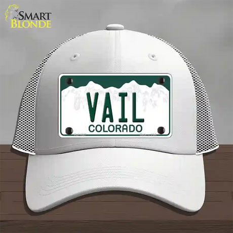 Vail Colorado Novelty License Plate Hat Mesh / White