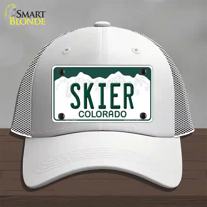 Skier Colorado Novelty License Plate Hat Mesh / White