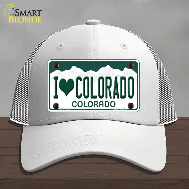 I Love Colorado Novelty License Plate Hat Mesh / White