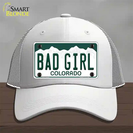 Bad Girl Colorado Novelty License Plate Hat Mesh / White