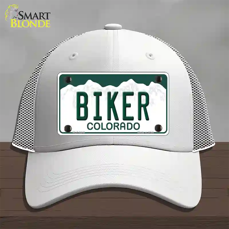 Biker Colorado Novelty License Plate Hat Mesh / White