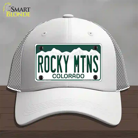 Rocky Mountains Colorado Novelty License Plate Hat Mesh / White