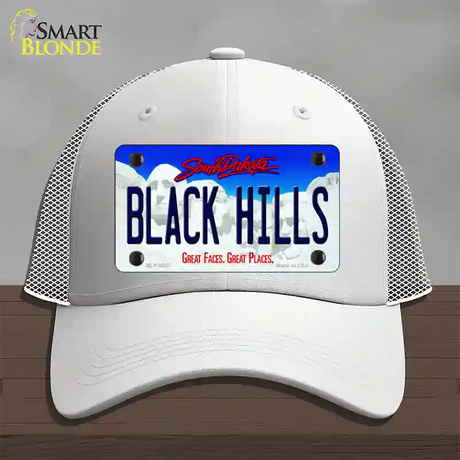 Black Hills South Dakota Novelty License Plate Hat Mesh / White