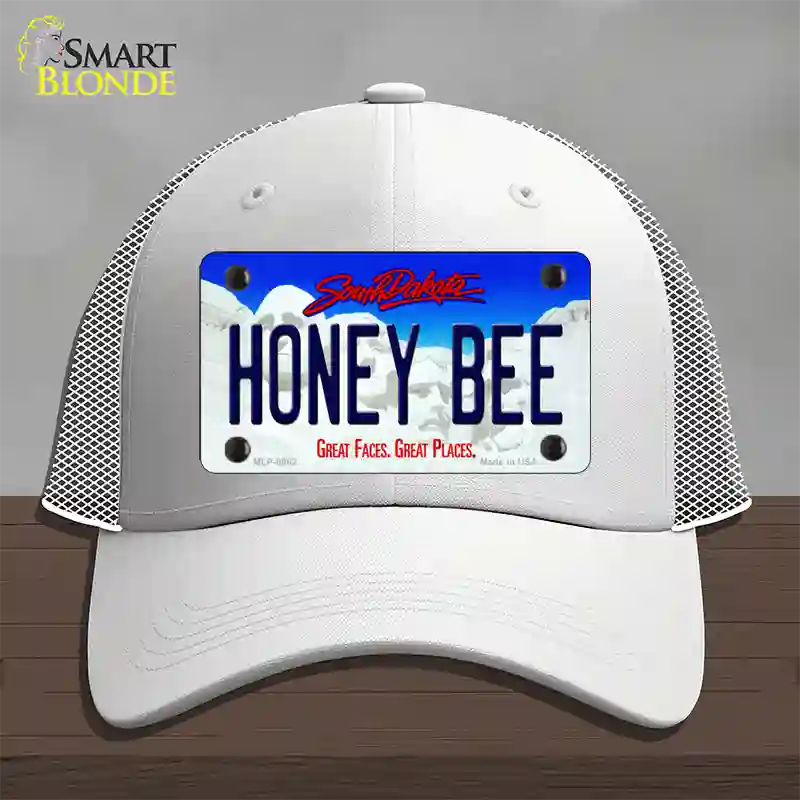 Honey Bee South Dakota Novelty License Plate Hat Mesh / White