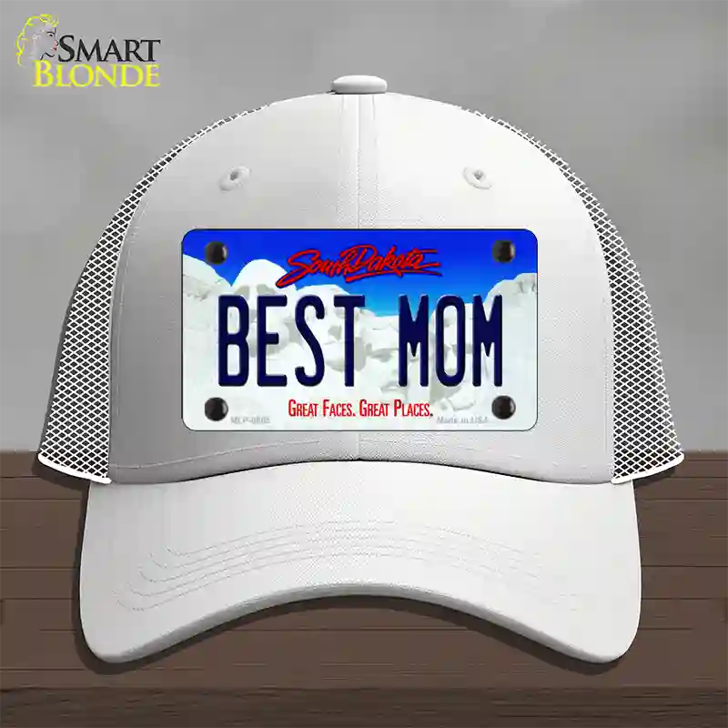 Best Mom South Dakota Novelty License Plate Hat Mesh / White