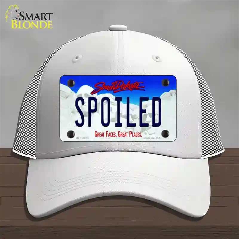 Spoiled South Dakota Novelty License Plate Hat Mesh / White