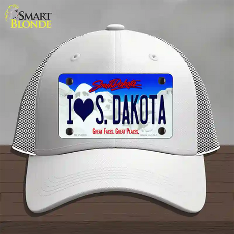 I Love South Dakota Novelty License Plate Hat Mesh / White