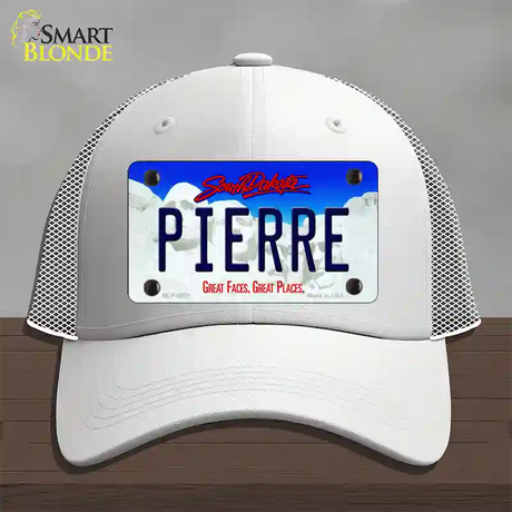 Pierre South Dakota Novelty License Plate Hat Mesh / White