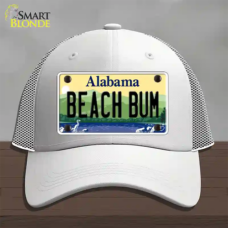 Beach Bum Alabama Novelty License Plate Hat Mesh / White