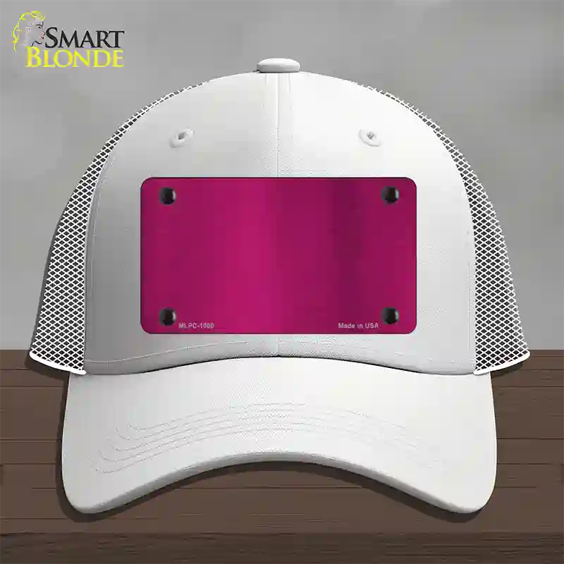 Pink Metallic Solid Novelty License Plate Hat Mesh / White