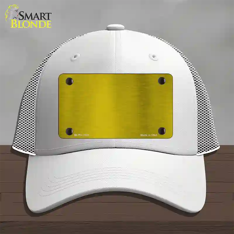 Yellow Metallic Solid Novelty License Plate Hat Mesh / White