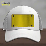 Yellow Metallic Solid Novelty License Plate Hat Mesh / White