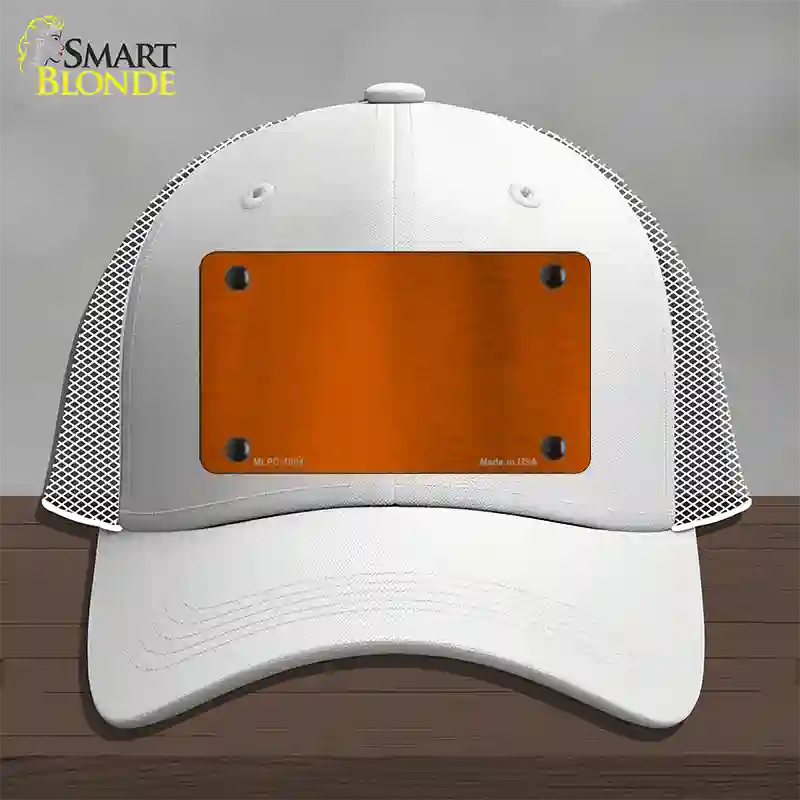 Orange Metallic Solid Novelty License Plate Hat Mesh / White