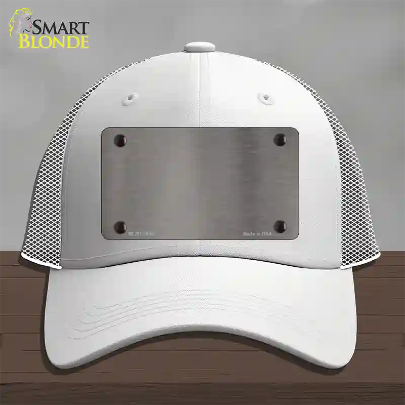 Grey Metallic Solid Novelty License Plate Hat Mesh / White