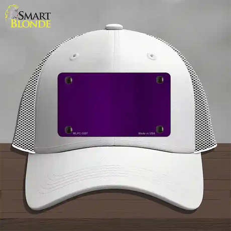 Purple Metallic Solid Novelty License Plate Hat Mesh / White